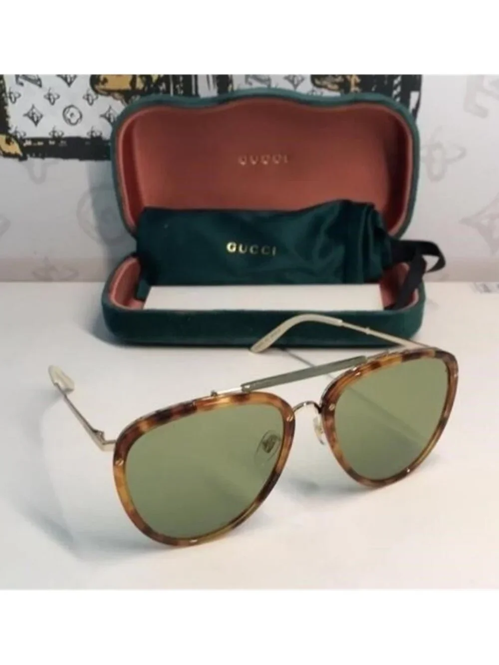 New ✨ Authentic Gucci GG0672S 003 Havana Aviator Sunglasses ✨
